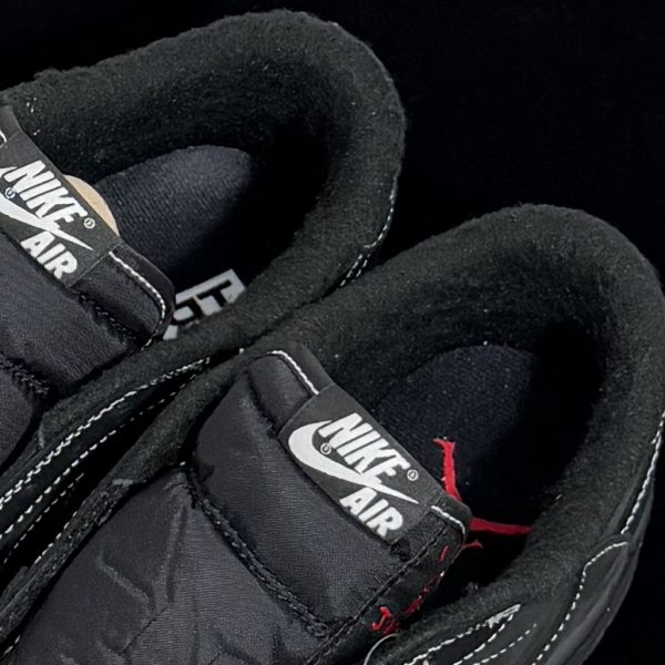 Close-up of tongue on Travis Scott Black Phantom Reps with Nike Air logo