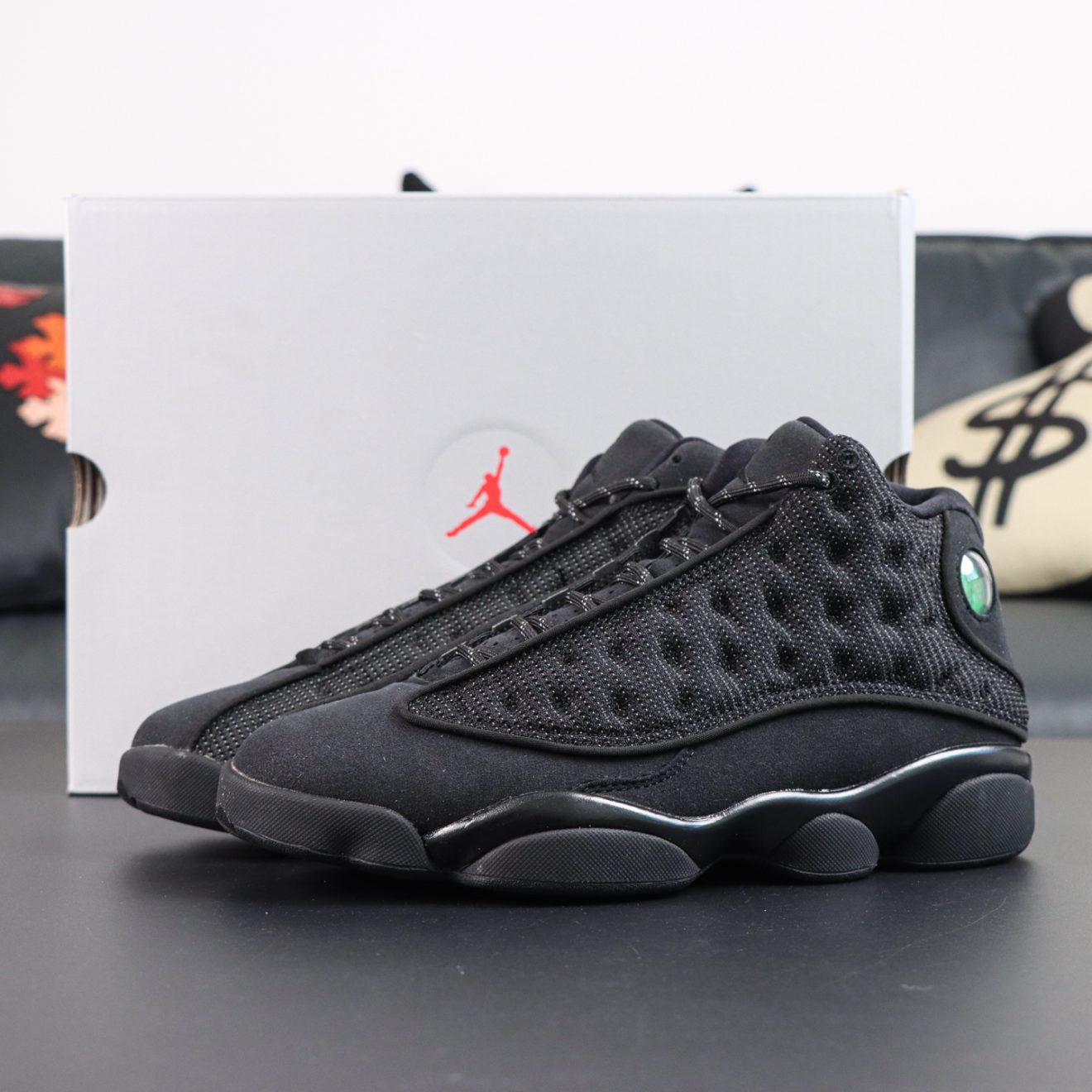 Jordan 13 Black Cat Reps with retail-style box