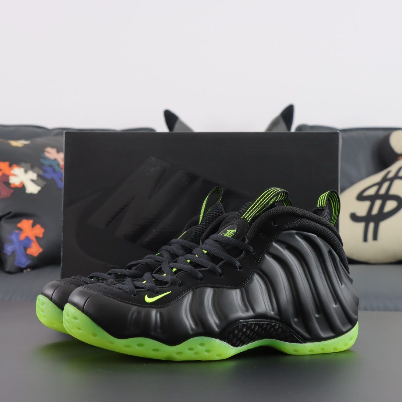 Foamposite One Green Goblin Reps with box