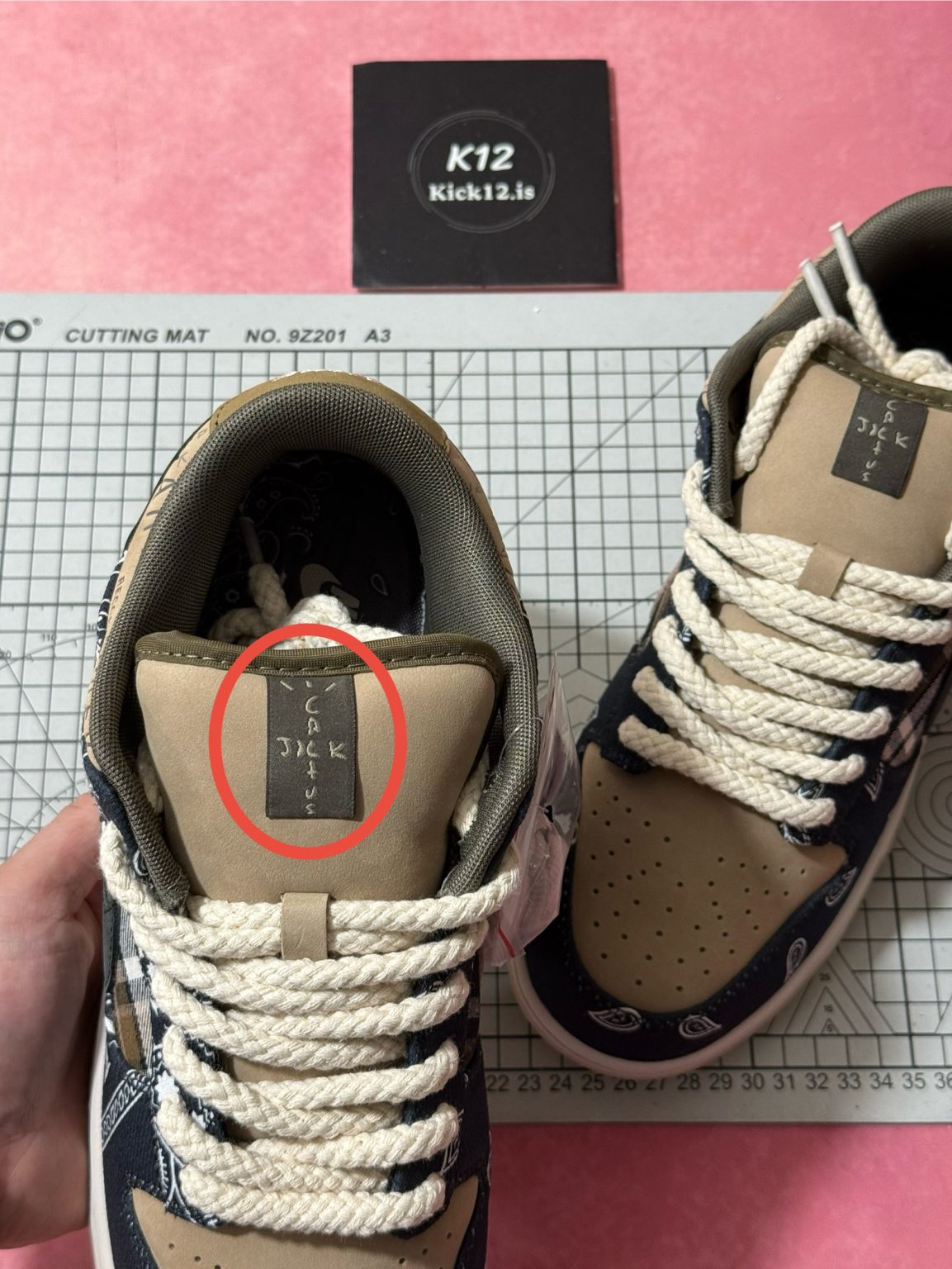 Logo placement and size comparison of tongue and heel branding