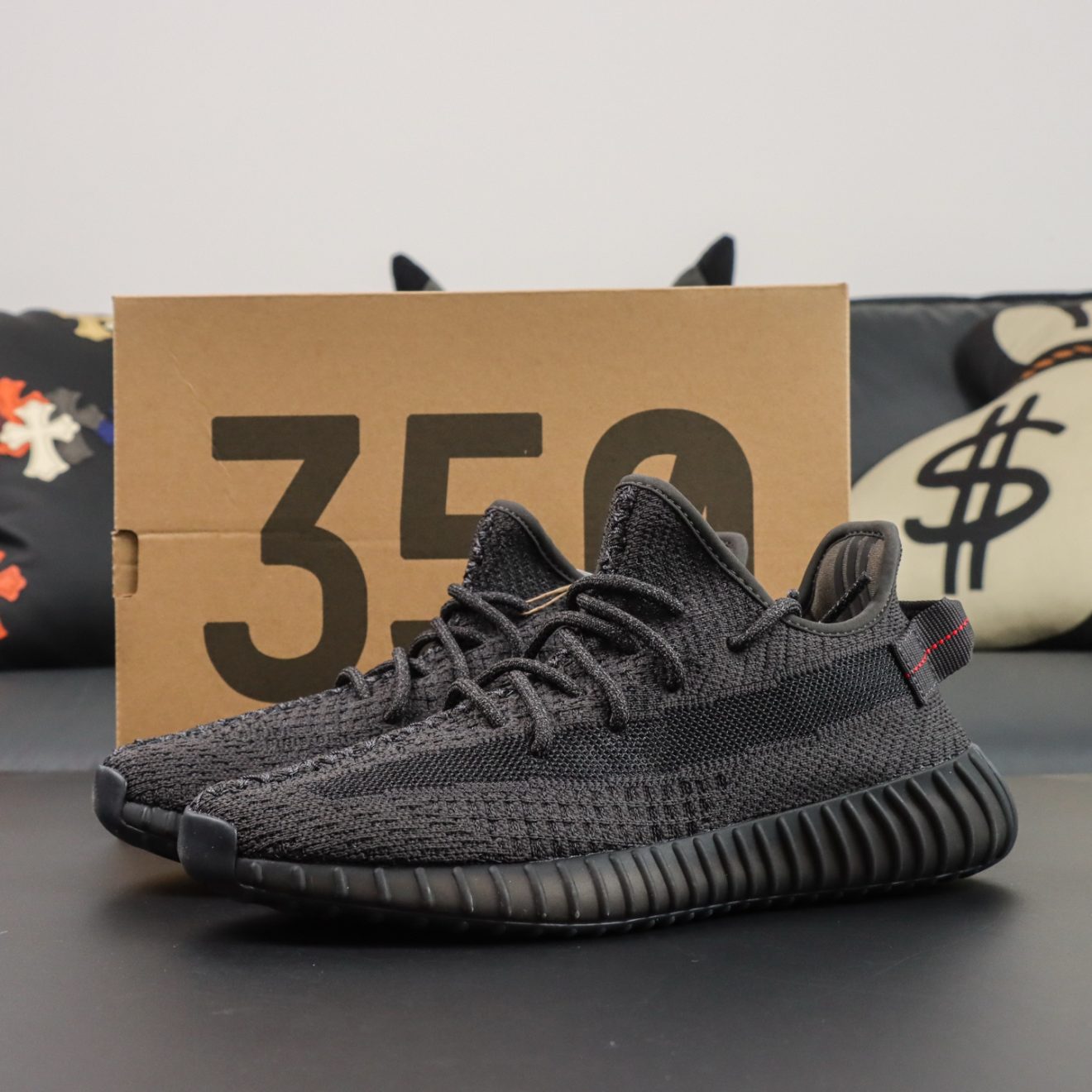 Yeezy 350 Black Reflective reps with box and reflective Primeknit upper