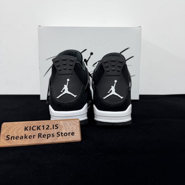 Back heel view of Jordan 4 White Thunder Reps