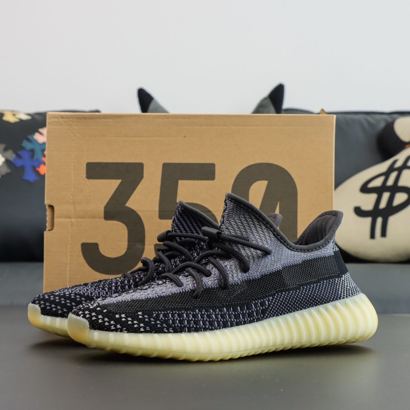 Yeezy 350 Carbon reps with original box and Primeknit upper