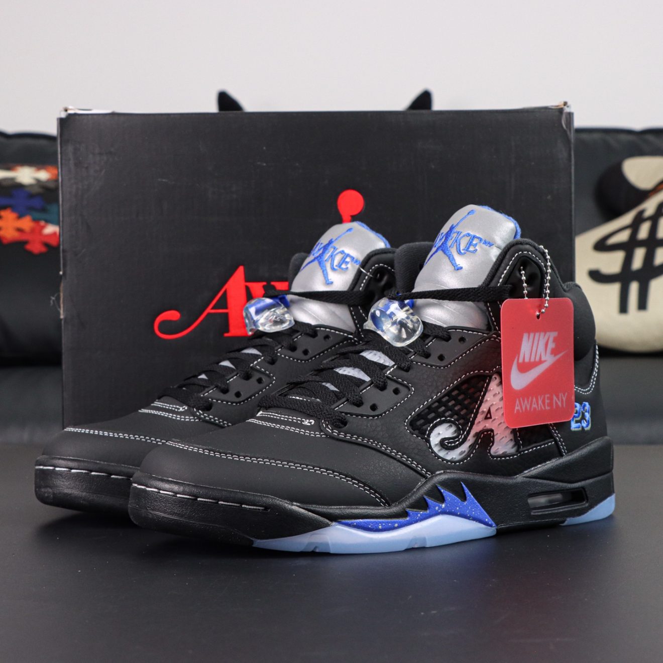 Awake NY x Air Jordan 5 Reps with box and black suede