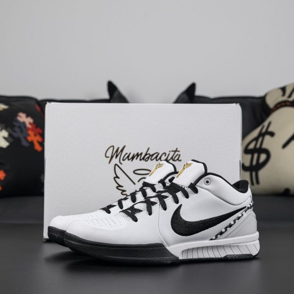 Kobe 4 Mambacita Gigi Reps with tribute box and black-white theme