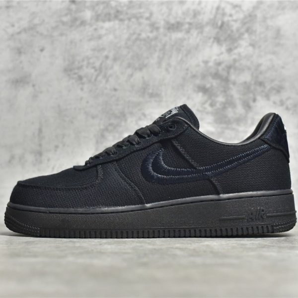 outside view of black Stussy Air Force 1 low reps