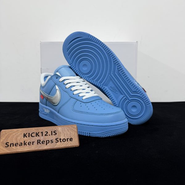 Outsole of Air Force 1 Off White UNC Blue Reps with blue sole