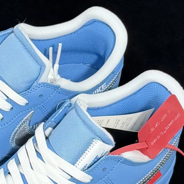 Tongue detail on Air Force 1 Off White UNC Blue Reps with Nike Air logo