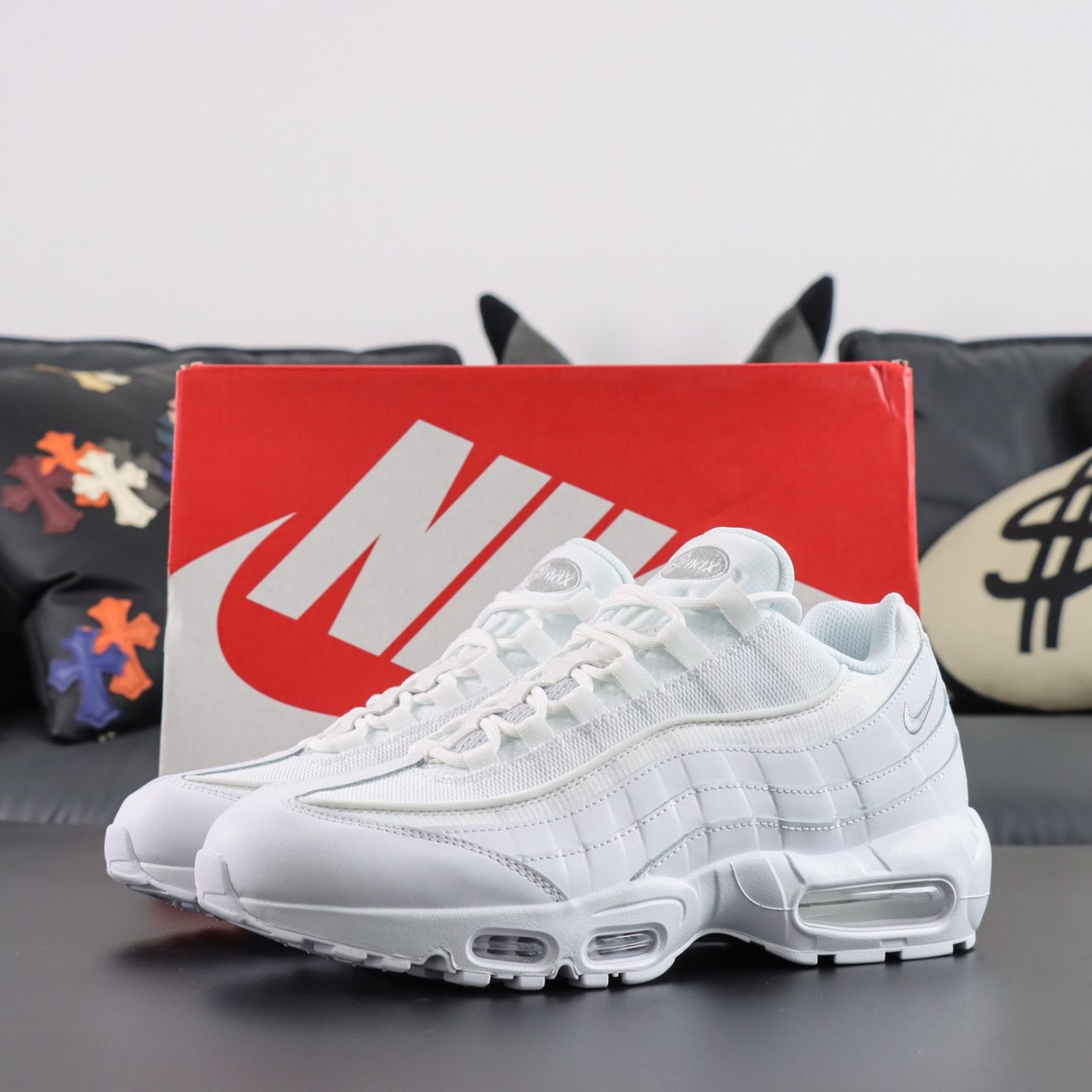 CDG Air Max 95 White reps with shoebox and sculpted upper