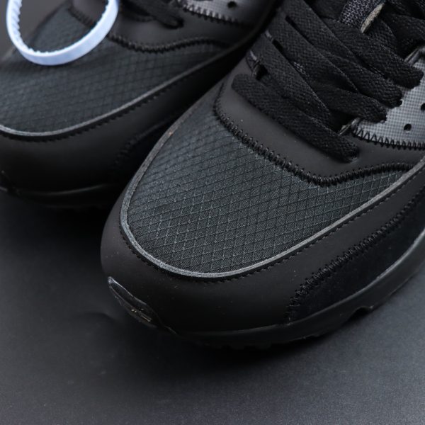Close-up of toebox on Off White Air Max 90 Reps with clean stitching and exposed foam