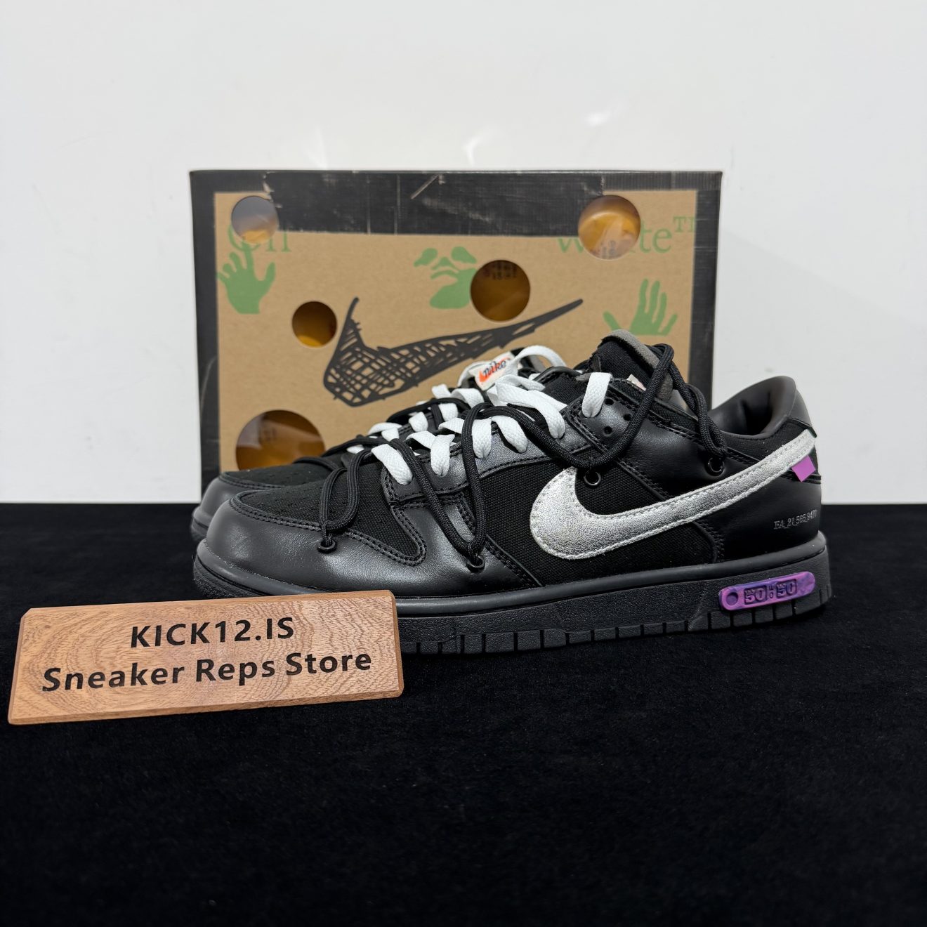 Off-White × Nike Dunk Low Lot 50 Black Replicas