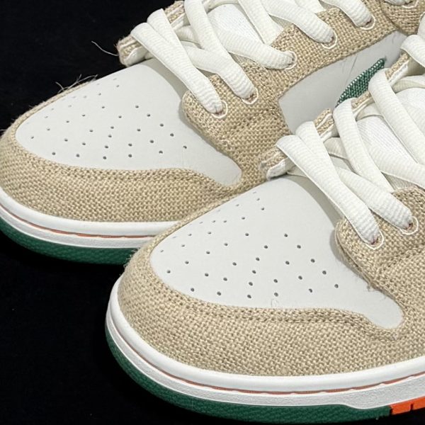 Close-up of toebox on Jarritos Dunks Reps showing canvas texture