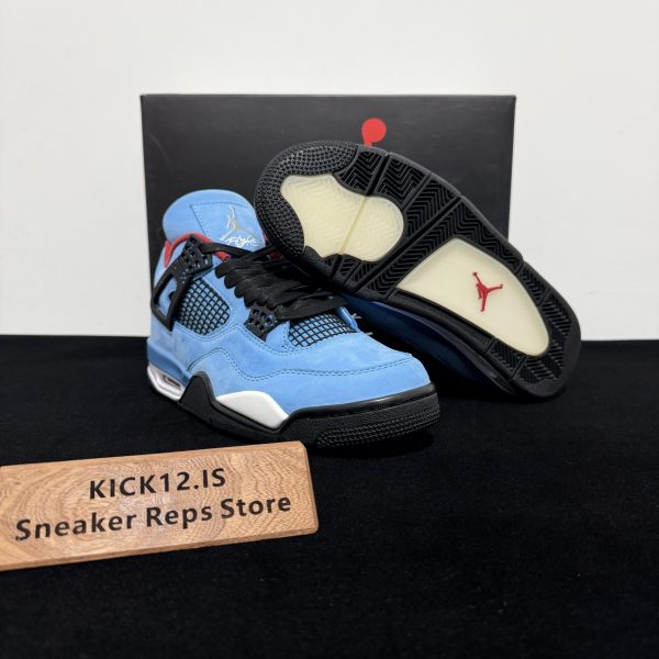 Outsole of Jordan 4 Travis Scott Reps showing traction pattern