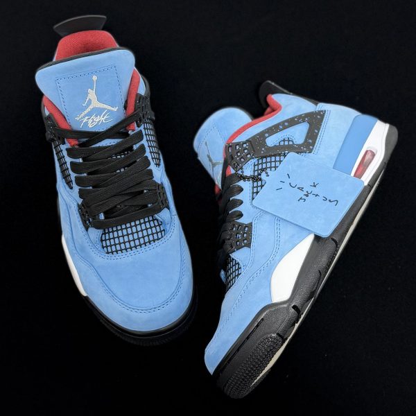 Top-down view of Jordan 4 Travis Scott Reps