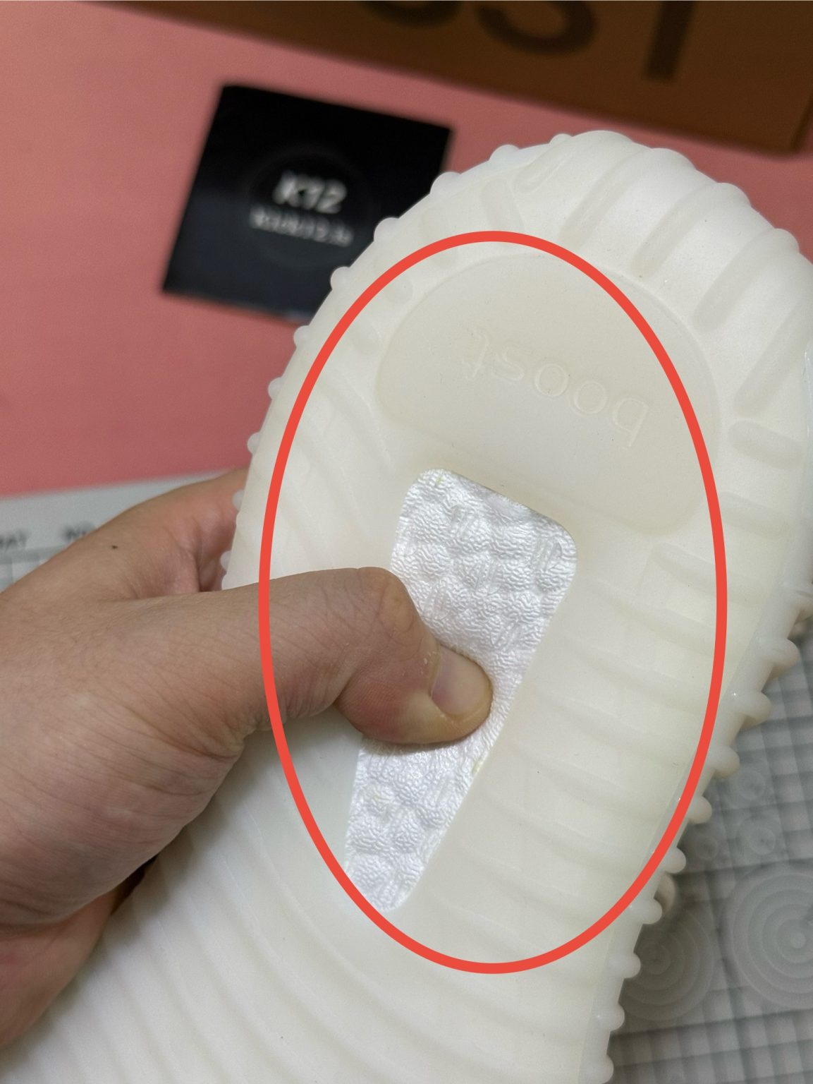 Full-length Boost midsole on Yeezy 350 Zebra reps wrapped in semi-translucent TPU shell