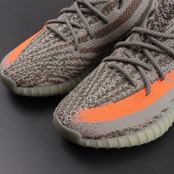 Toebox of Yeezy 350 Beluga reps with 3M reflective threads