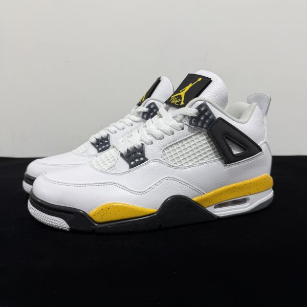 Side view of Jordan 4 Rare Air Tour Yellow Reps showing white leather and yellow midsole