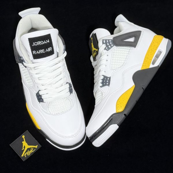 Top-down view of Jordan 4 Rare Air Tour Yellow Reps